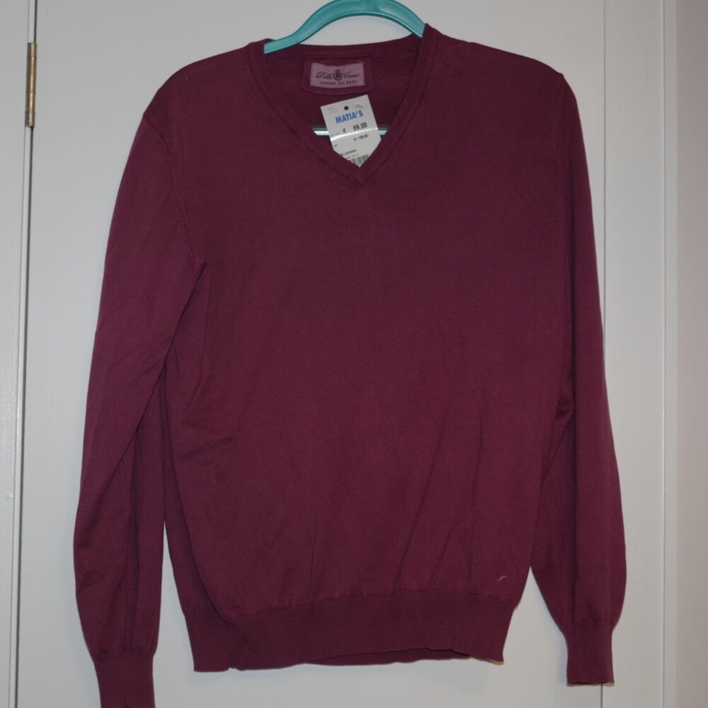 Della Ciana Italy Purple cotton V Neck Thin Men Pullover Size Italy 50